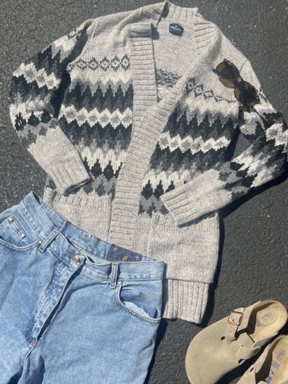 American Eagle Cardigan Knit Grey Sweater - Size S
